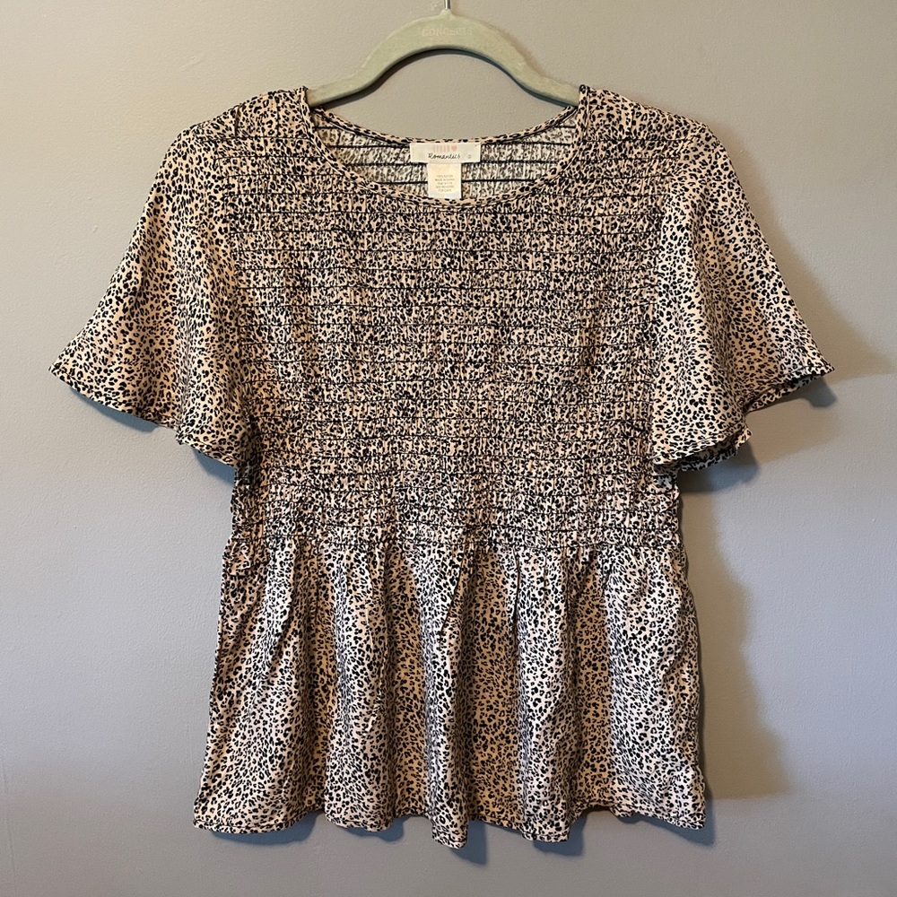 Leopard print smocked top